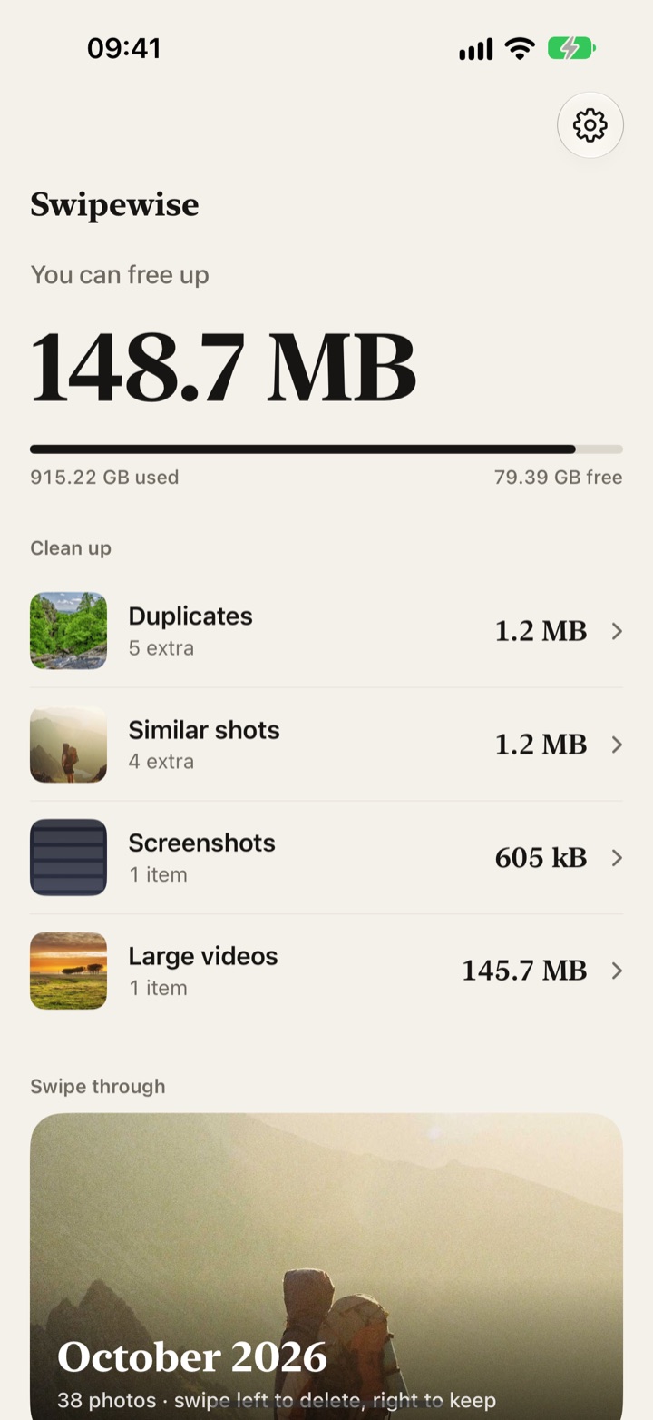 Swipewise: 148,7 MB k uvolnění